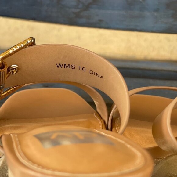 New Dolce Vita Platform Sandal Women's 10 US Beige PU Leather Block Heel Slip-On - Picture 12 of 13